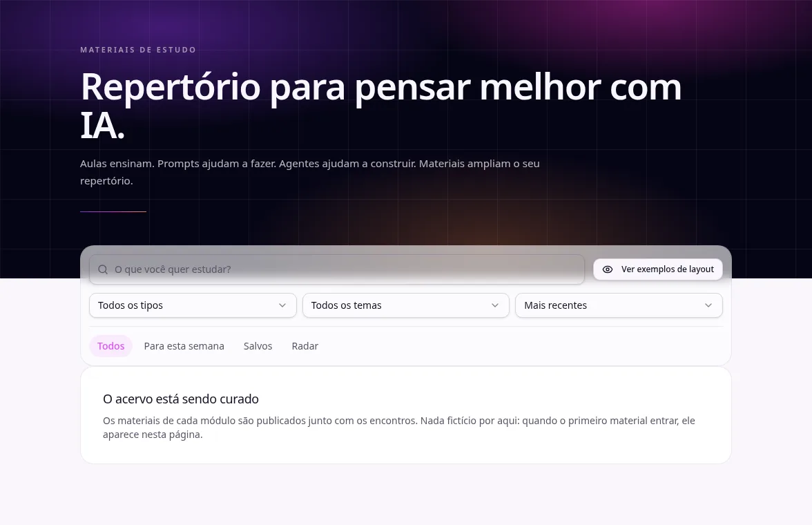 Materiais de estudo na plataforma PENSAR I.A.